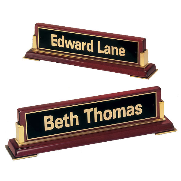 Rosewood and Brass Desk Nameplate
