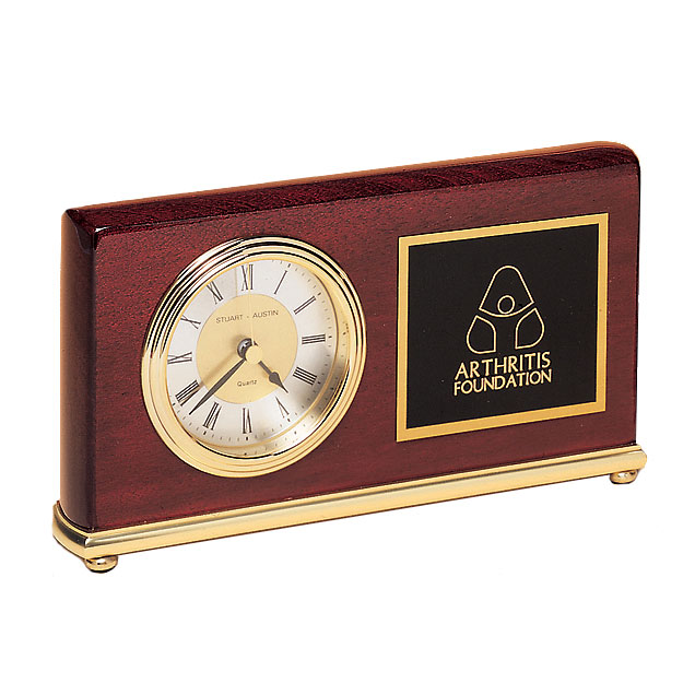 Rosewood Clock With Brass Base
