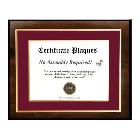 Certificate Plaque - Cherrywood